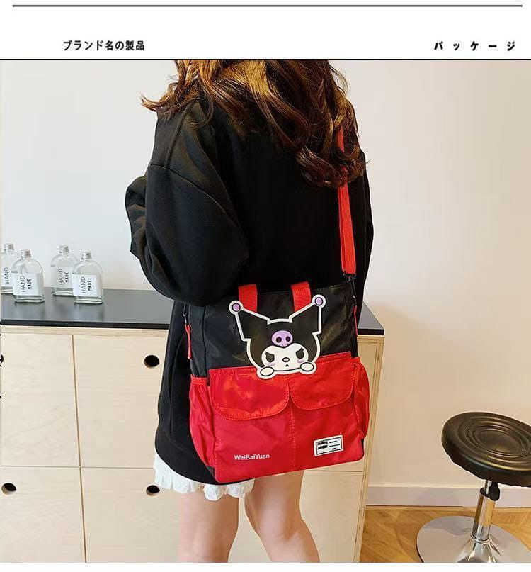 A. Cartera/Bolso Bicolor (Rojo/Negro) con Kuromi & Mickey 🎒⚡ 3.0