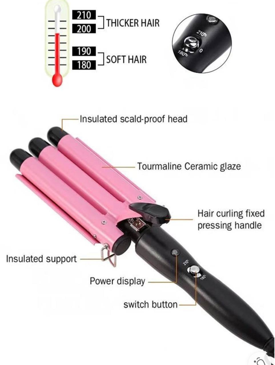 Rizador Profesional de Pelo Triple Barril 14.0 ESTETICA
