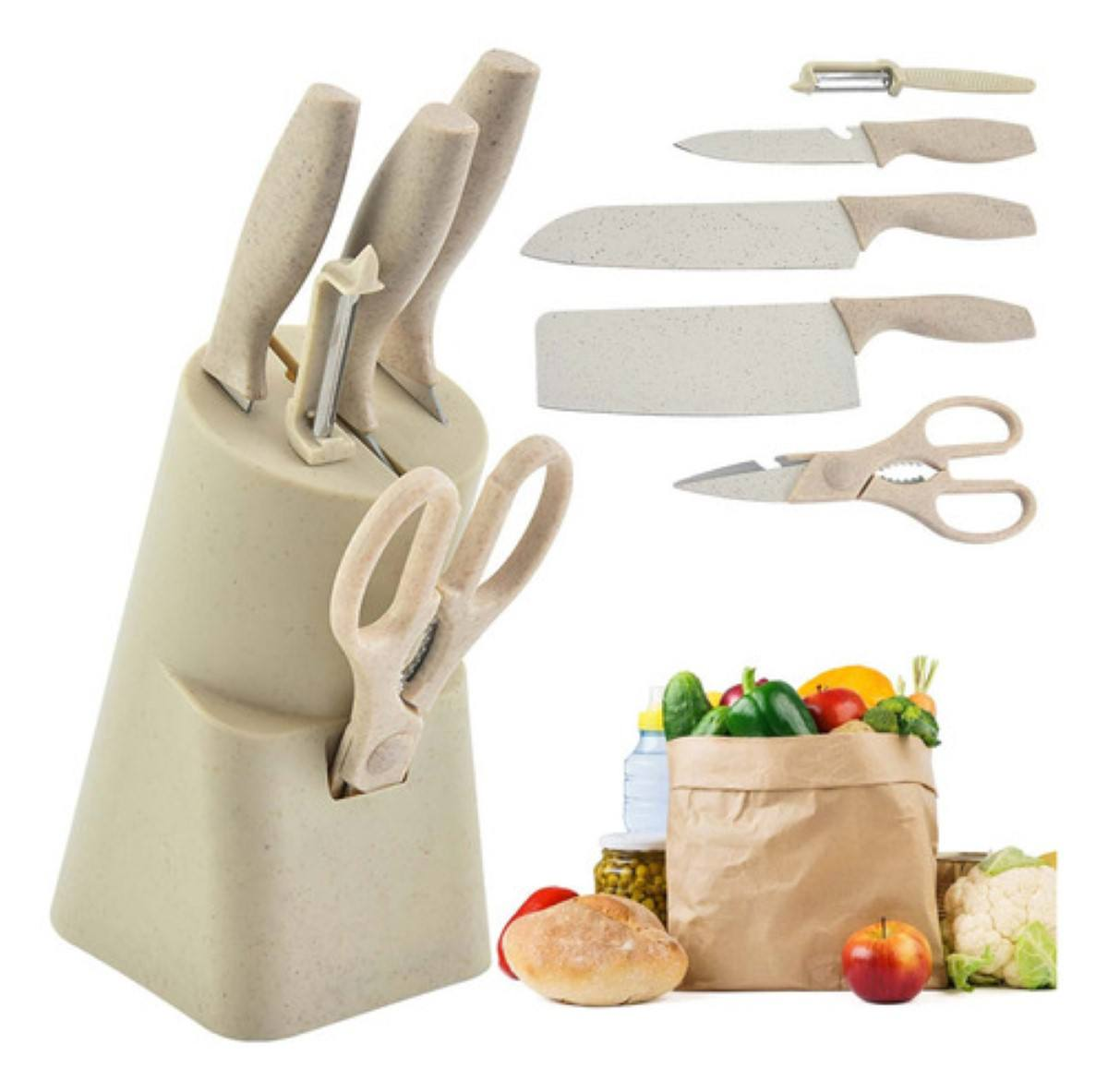 CUCHILLO CON BASE CAJA ROSA 7.0 COCINA