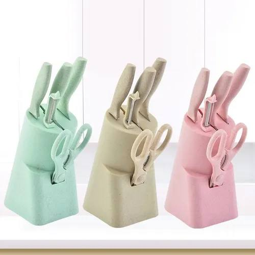CUCHILLO CON BASE CAJA ROSA 7.0 COCINA