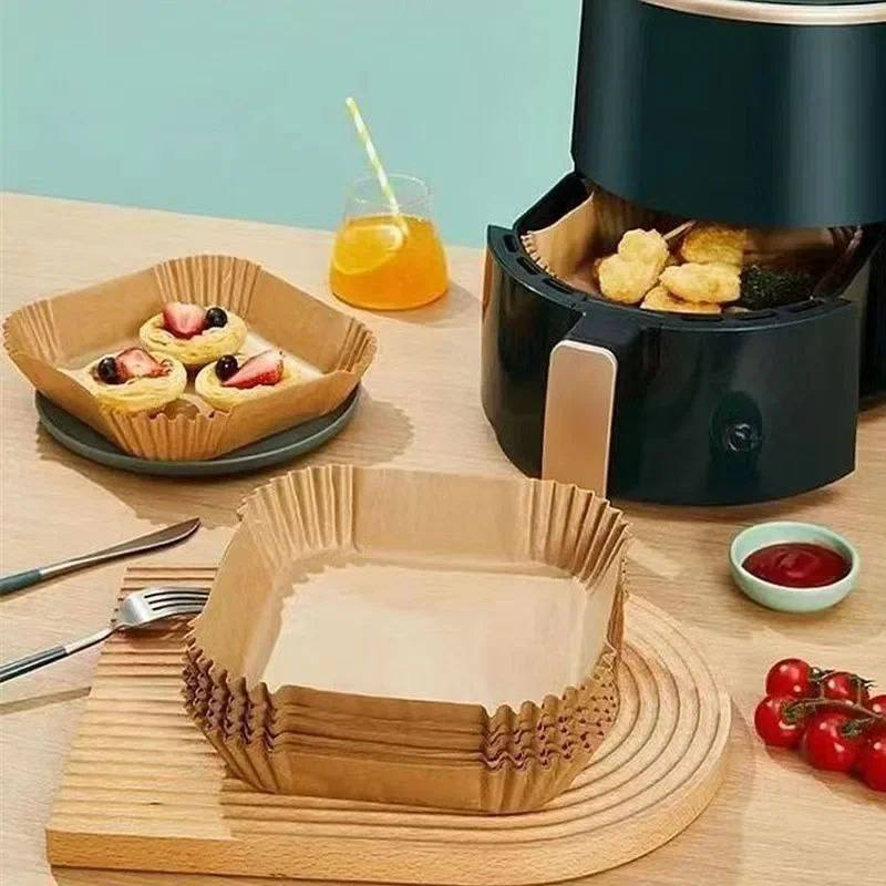 🍟 BANDEJAS CUADRADAS DE PAPEL PARA AIR FRYER 13.0 - COCINA-