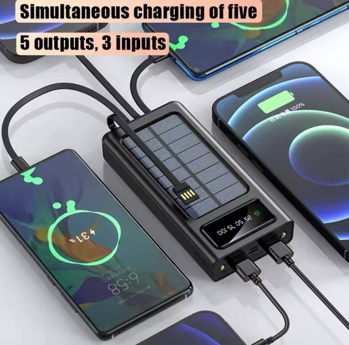 Power Bank con Luz Solar Avanzado 5.0 TECNOLOGIA