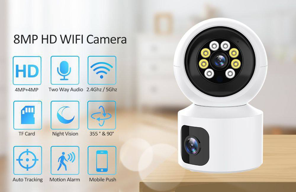 Cámara WiFi Doble Lente 4K 8MP 14.0 TECNOLOGIA