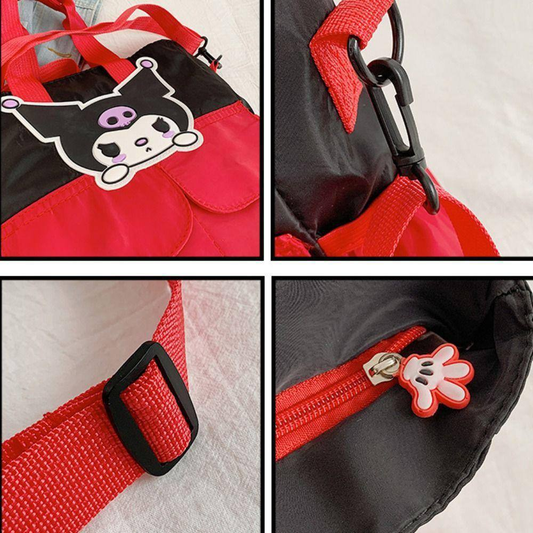 A. Cartera/Bolso Bicolor (Rojo/Negro) con Kuromi & Mickey 🎒⚡ 3.0