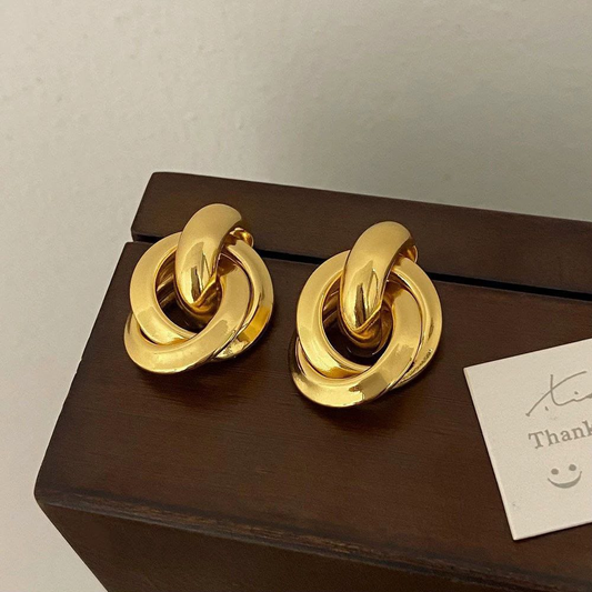 Aretes Chunky, COBRE BAÑADO 18K - ALTA CALIDAD  - B1