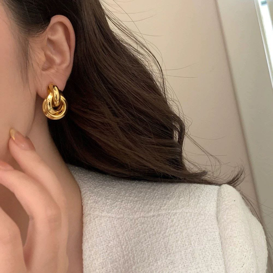 Aretes Chunky, COBRE BAÑADO 18K - ALTA CALIDAD  - B1