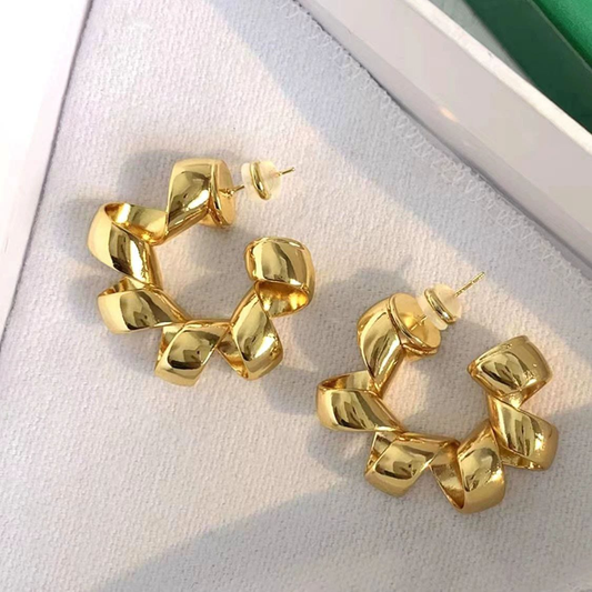 Aretes Chunky, COBRE BAÑADO 18K - ALTA CALIDAD  - B1