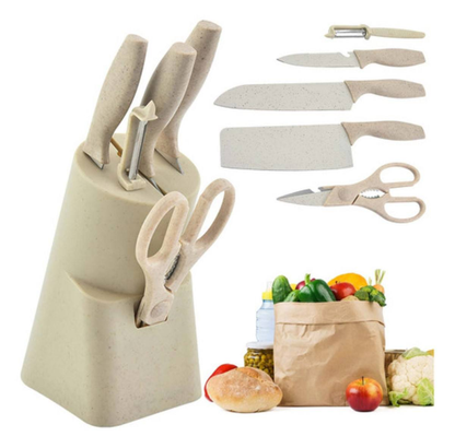 CUCHILLO CON BASE CAJA ROSA  7.0  COCINA