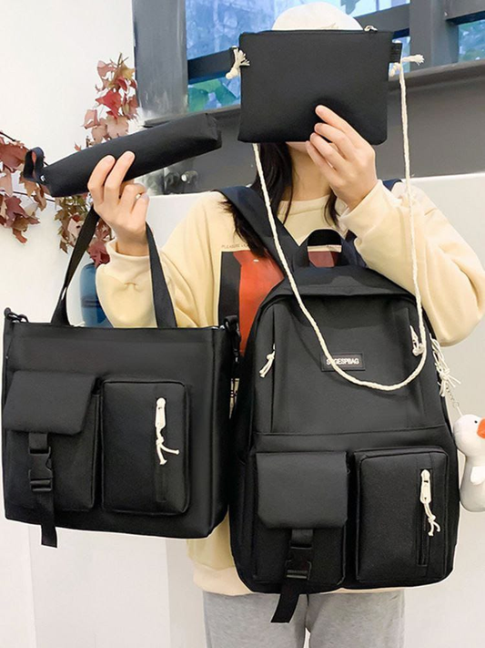 🎒 SET PREMIUM DE MOCHILAS DE LONA (4 PIEZAS)