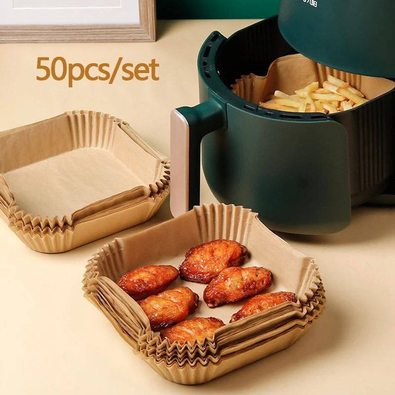 🍟 BANDEJAS CUADRADAS DE PAPEL PARA AIR FRYER 13.0 - COCINA-