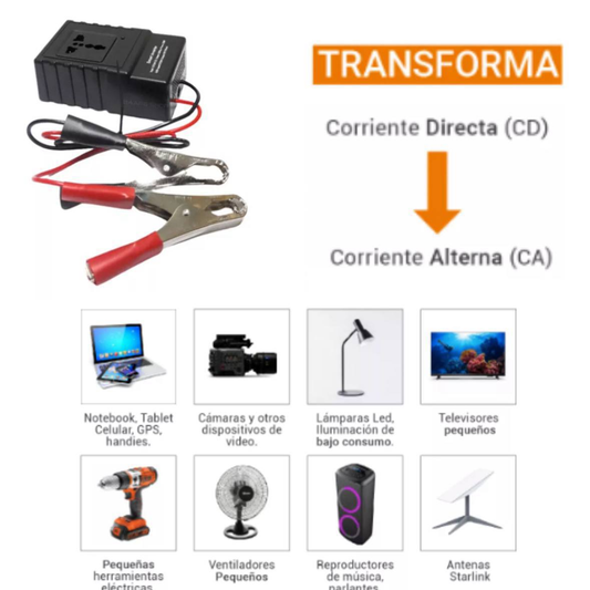 Inversor de Corriente 12V a 110V  13.0 VEHICULOS
