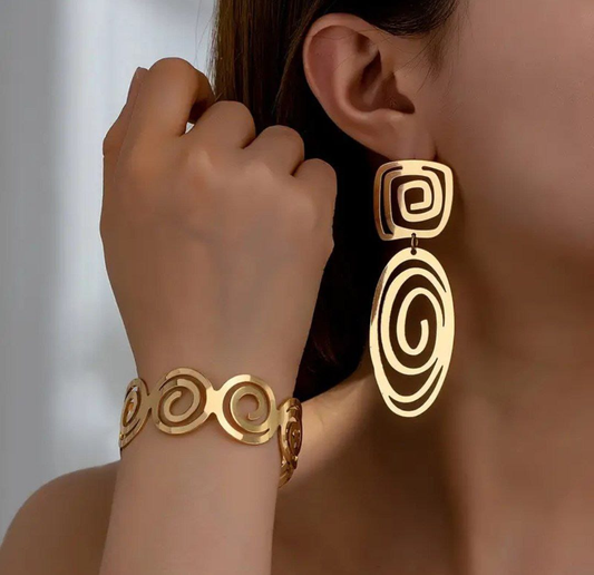 JUEGO DE PULSERA CON ARETES  ORO GOLDFIELD  B2