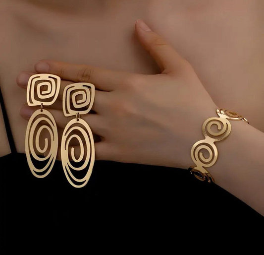 JUEGO DE PULSERA CON ARETES  ORO GOLDFIELD  B2