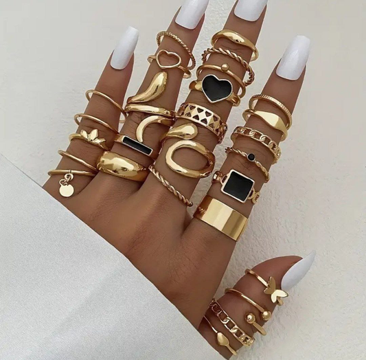 J- SET DE 27 ANILLOS ORO GOLDFIELD  R2