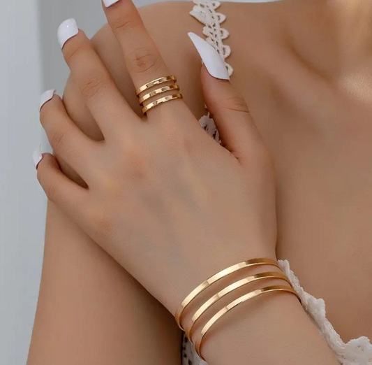 JUEGO DE PULSERA CON ANILLO ORO GOLDFIED B2