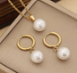 JUEGO DE ARETES Y COLLAR ACERO Y PERLAS B2