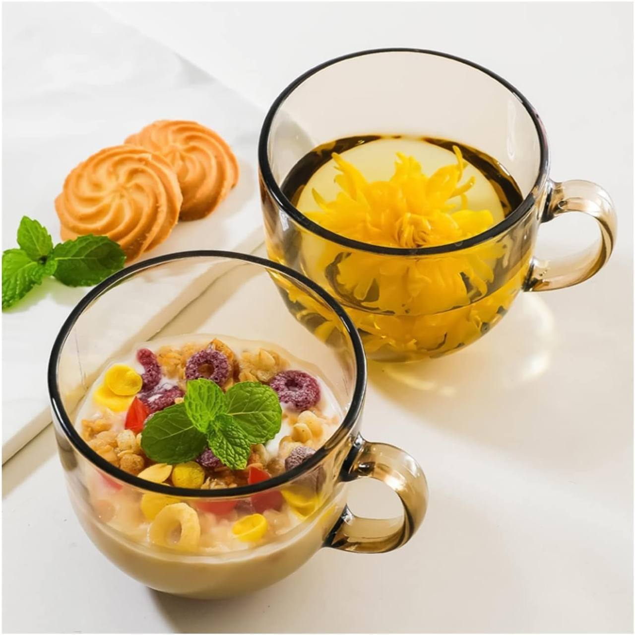 Juego de Cocina Elegante (2 Tazones + 2 Tazas de Cristal) 1.0 COCINA