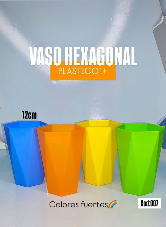 Vaso Exagonal  Plastico  set de 4 unidades   17.0 HOGAR
