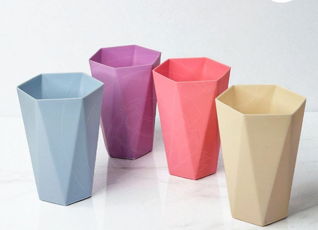 Vaso Exagonal  Plastico  set de 4 unidades   17.0 HOGAR