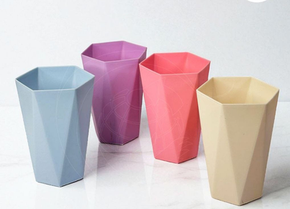 Vaso Exagonal  Plastico  set de 4 unidades   17.0 HOGAR