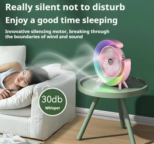 Mini Ventilador Recargable con Luz  5.0 HOGAR