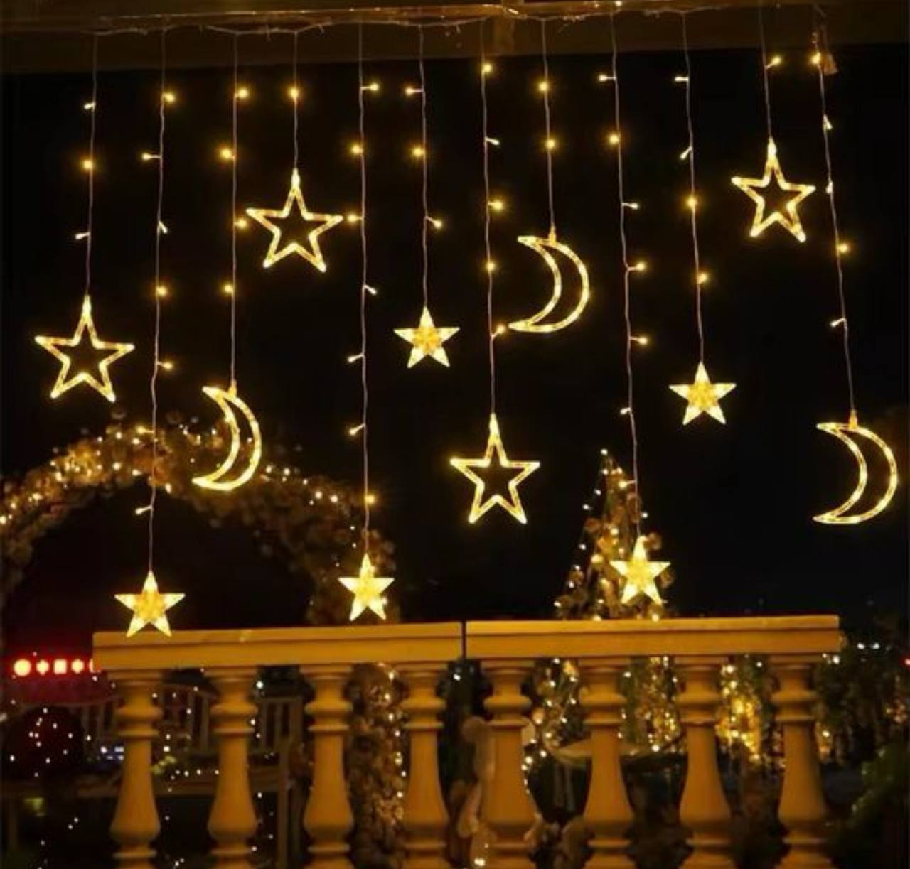 Cortina de Luces y Estrellas Amarillas 25.0 NAVIDAD